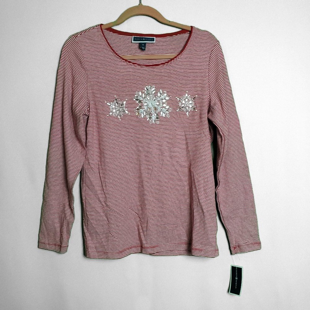 Long Sleeve T-Shirt Women's Striped Karen Scott